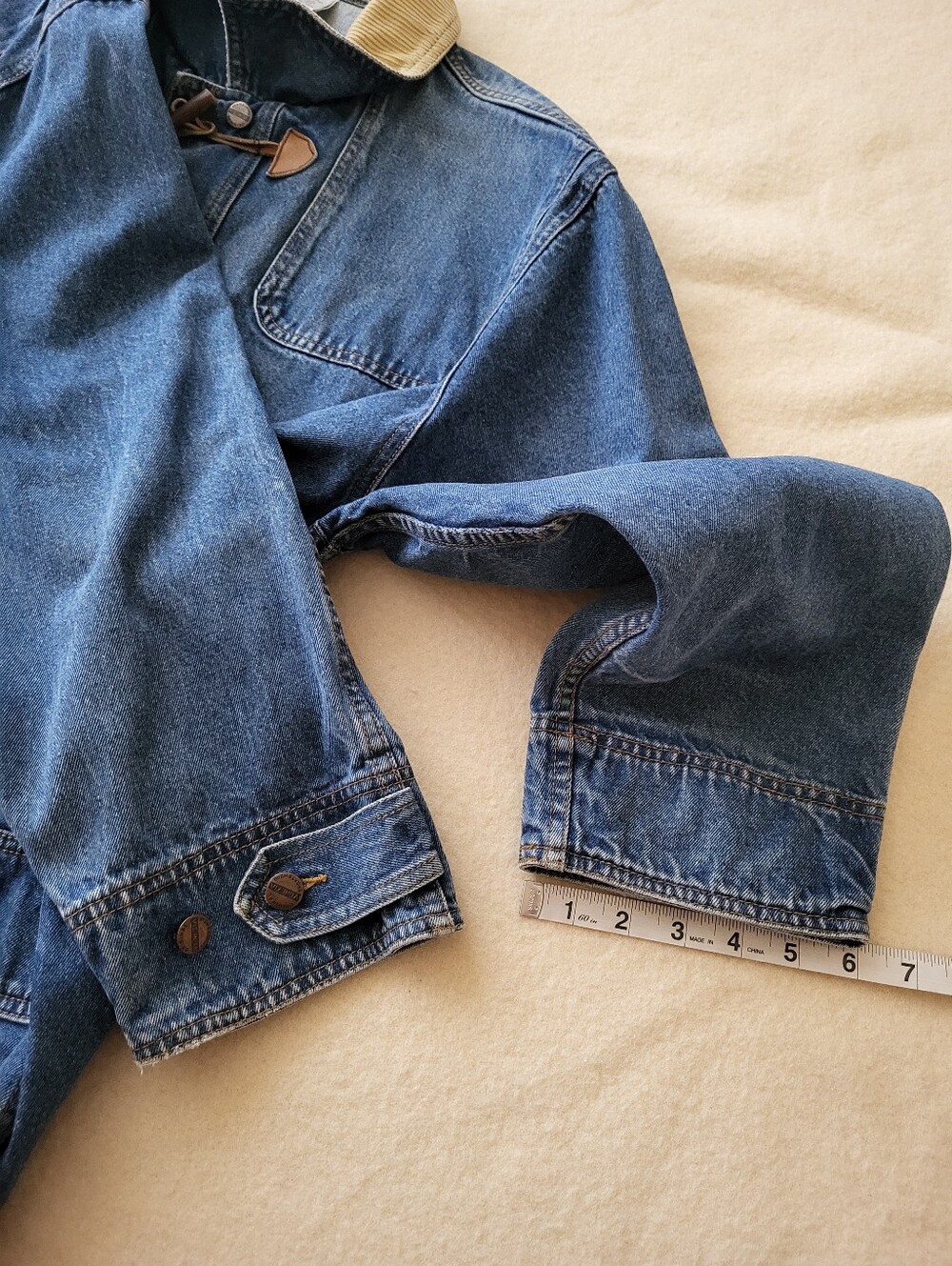 Vintage Long Denim Chore Coat Women's Size 22/24 Cotton Hong Kong - Picture 8 of 14